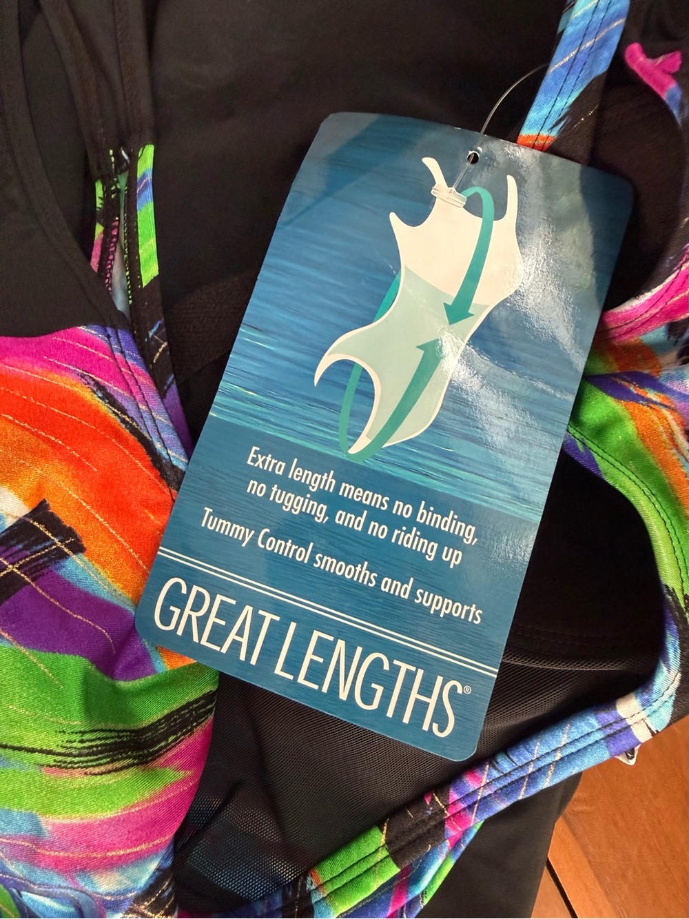 NWT Great Lengths Bright Multicolor One-Piece Swimsuit - Picture 4 of 6